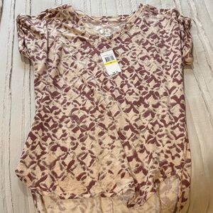 Cupio Short Sleeve Top in Cream and Brown